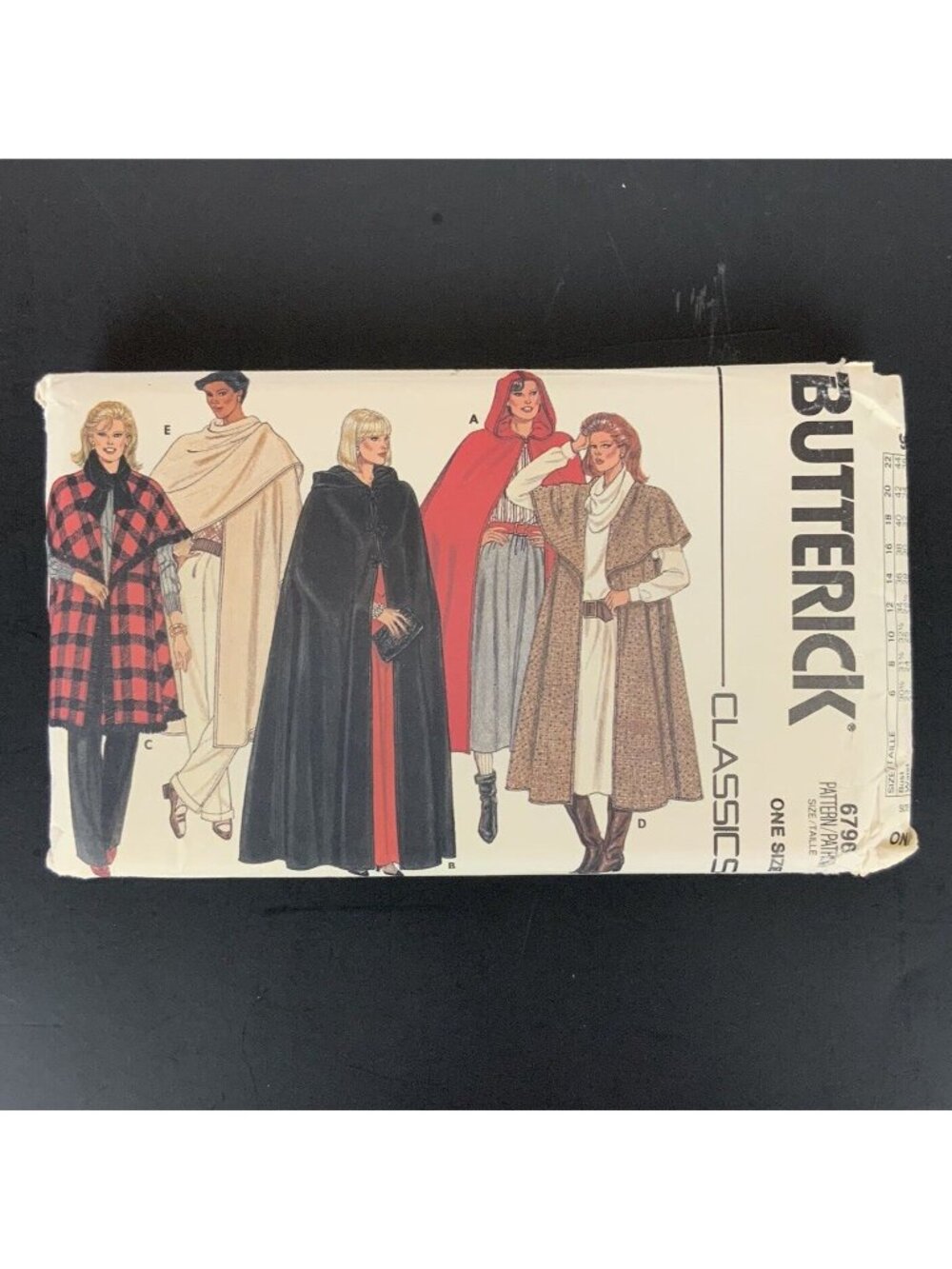 Butterick Classics 6796 Misses Cape One Size Sewing Pattern